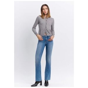 Vervet Well Rounded Mid Rise Raw Hem Bootcut Jeans 27 Blue